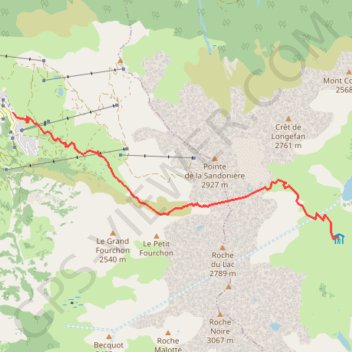 Valmeinier-refuge des Marches GPS track, route, trail
