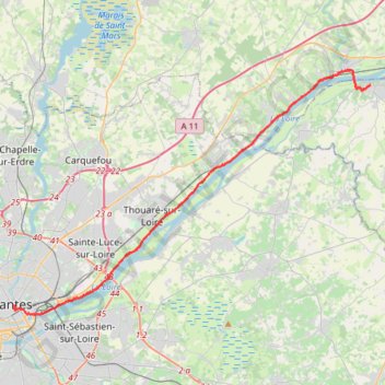 1 Nantes-Champtoceaux 29.50 km GPS track, route, trail