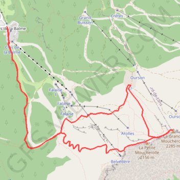 La grande Moucherolle - Par la clos de la Balme GPS track, route, trail