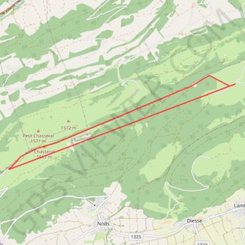 Les Prés d'Orvin - Le Chasseral GPS track, route, trail