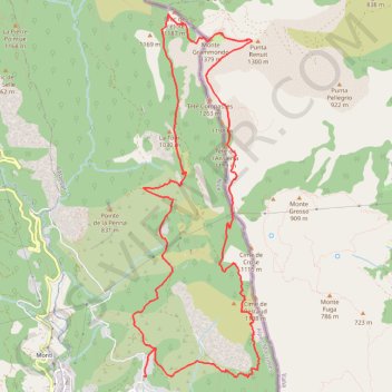 Randonnée 3 : Grammondo ou Gramondo en boucle (Aller par le Col du Berceau et le Pas de la Corne ; Retour par Colla Bassa) depuis Castellar [ https://www.toujoursplushaut06.fr/Description/Grammondo-Gramondo-Grand-Mont ] GPS track, route, trail