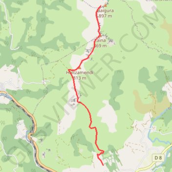 Les crêtes de l'Haltzamendi depuis Ossès GPS track, route, trail